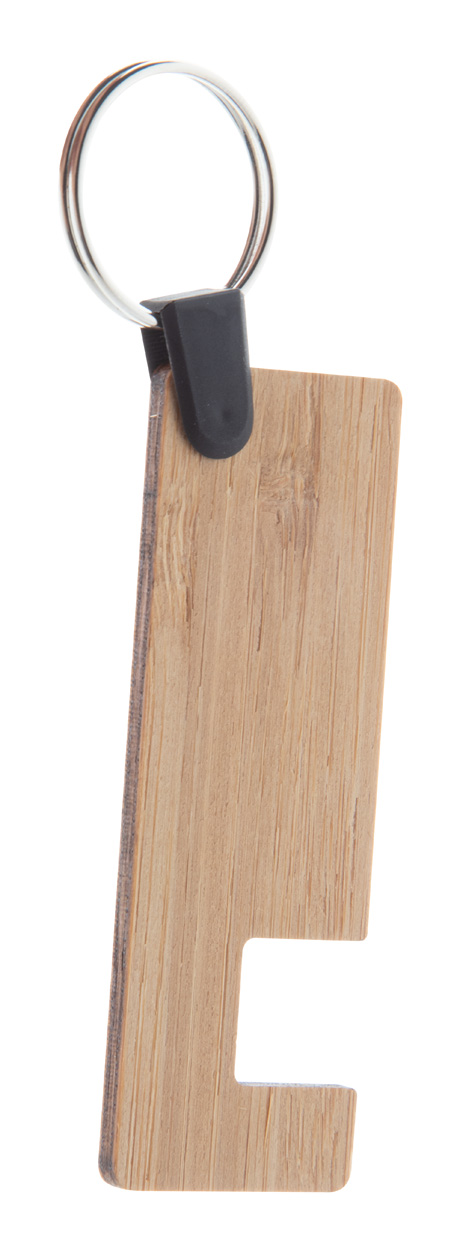 Stojánek na mobil s přívěškem na klíče - Dřevo